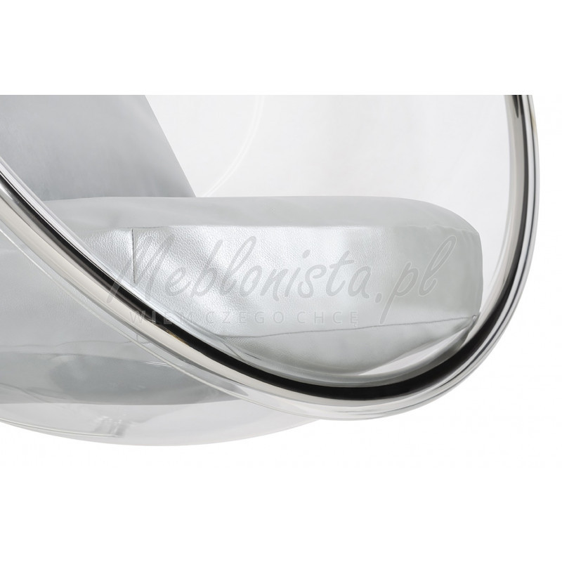 Fotel wiszący glamour BUBBLE chrom - poduszka ekoskóra