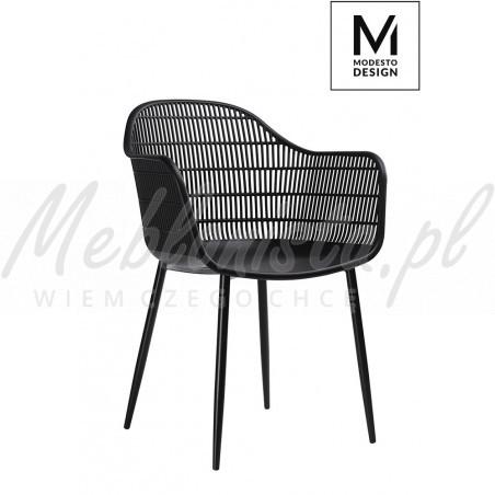 Krzesło nowoczesne Boho Basket Arm czarne