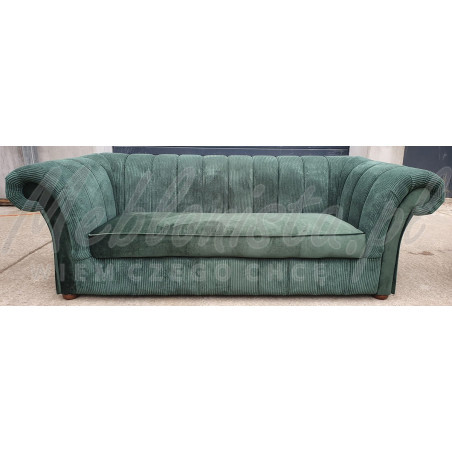 Sofa Art Deco Winchester XL 3 os. materiał zielony paski