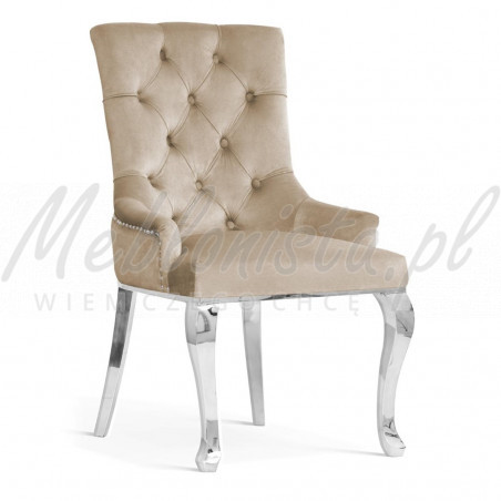 Krzesło Glamour Chesterfield Garonna nogi srebrny chrom