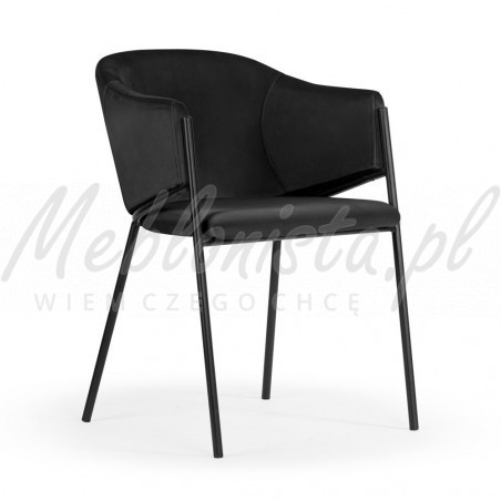 Krzesło tapicerowane Carsei z czarnymi nogami