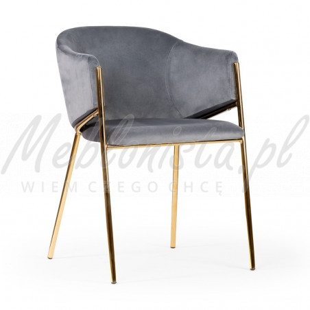 Krzesło glamour tapicerowane Carsei ze złotymi nogami