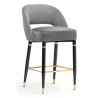Krzesło barowe glamour tapicerowane Addard czarno złote nogi