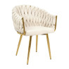Krzesło Glamour TRESSE beżowe - welur, podstawa złote nogi